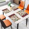 4pcs/6pcs Christmas Decorative Linen Placemats with Snowman, Gift & Tree 2D Flat Print. Whimsical Combo of Snowmen, Presents and Trees for Coffee or