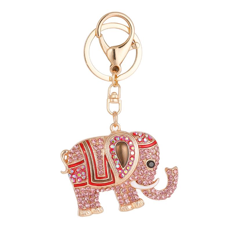 New Design 3D Enamel Elephant Crafts Key Holder Fashion Crystal Animal Bag Pendant Unique Jewelry Gift Bag Charm