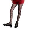 Damen Sexy Ausgeschnittene Durchsichtige Fischgrät-Strumpfhosen Ästhetische Vintage Blumenmuster-Leggings Farbige Netz-Spitzenstrumpfhosen