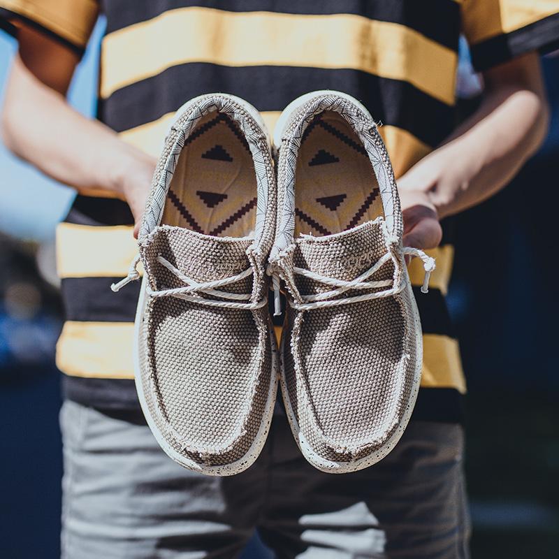 Neue Sommer Herren Canvas Schuhe Leichte Atmungsaktive Weiche Slip-On Freizeitschuhe Mode Strand Urlaub Halbschuhe Große Größe 48