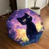 1pc Black Cat Themed Design Umbrella 8 Rib Frame, One-touch Automatic Opening 3 Fold Umbrella, Fashion Gift-p0803053