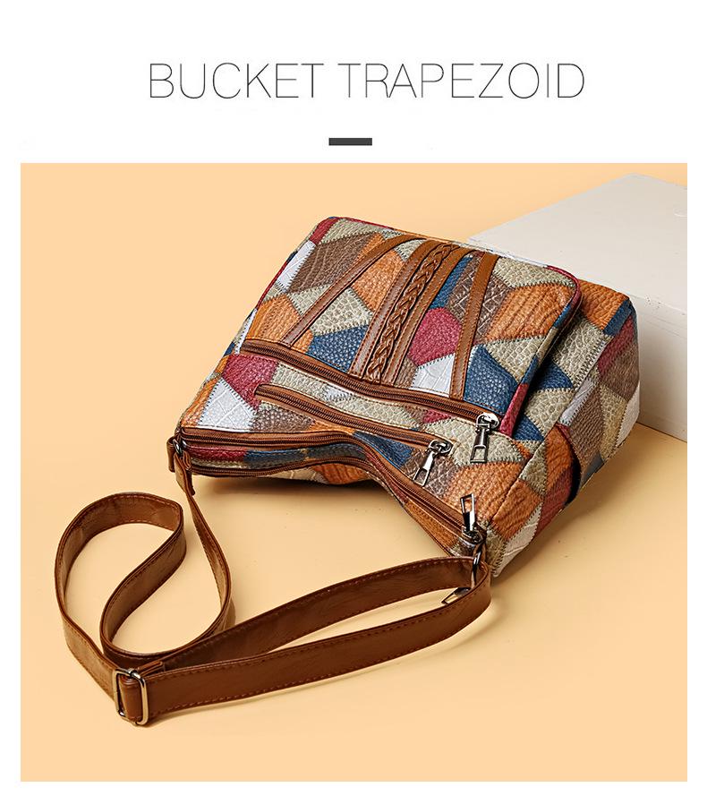 Large Capacity Women's Patchwork Leather Crossbody Sling and Shoulder Tote Bag for Work Commute