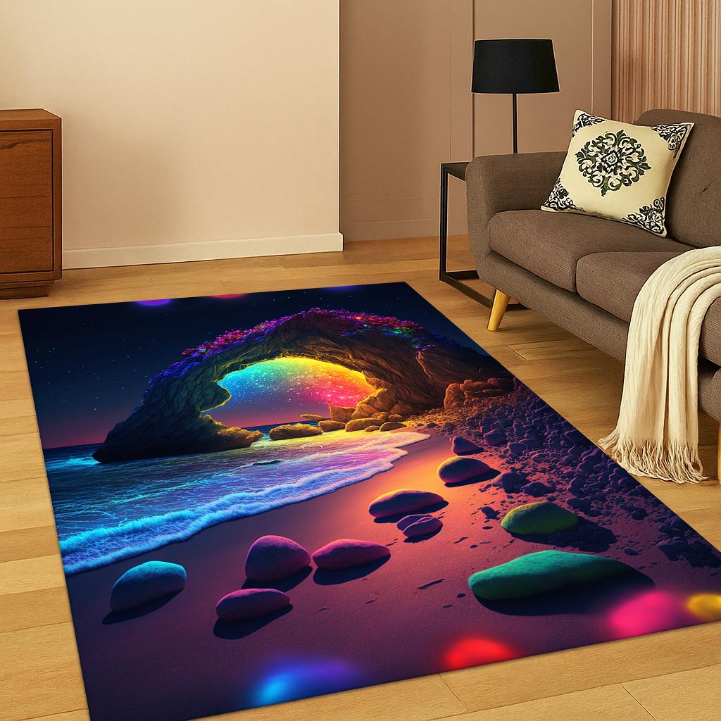 3D Colorful Dreamy Soft Stone Pebble Carpet Rug for Home Bedroom Living Room Sofa Doormat Kitchen Decor,Kid Game Non-slip Mat