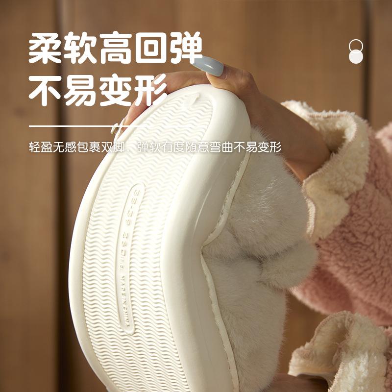 Bag heel cotton slippers couple fluffy shoes non-slip and warm winter home piled and thickened cute bear cotton shoes