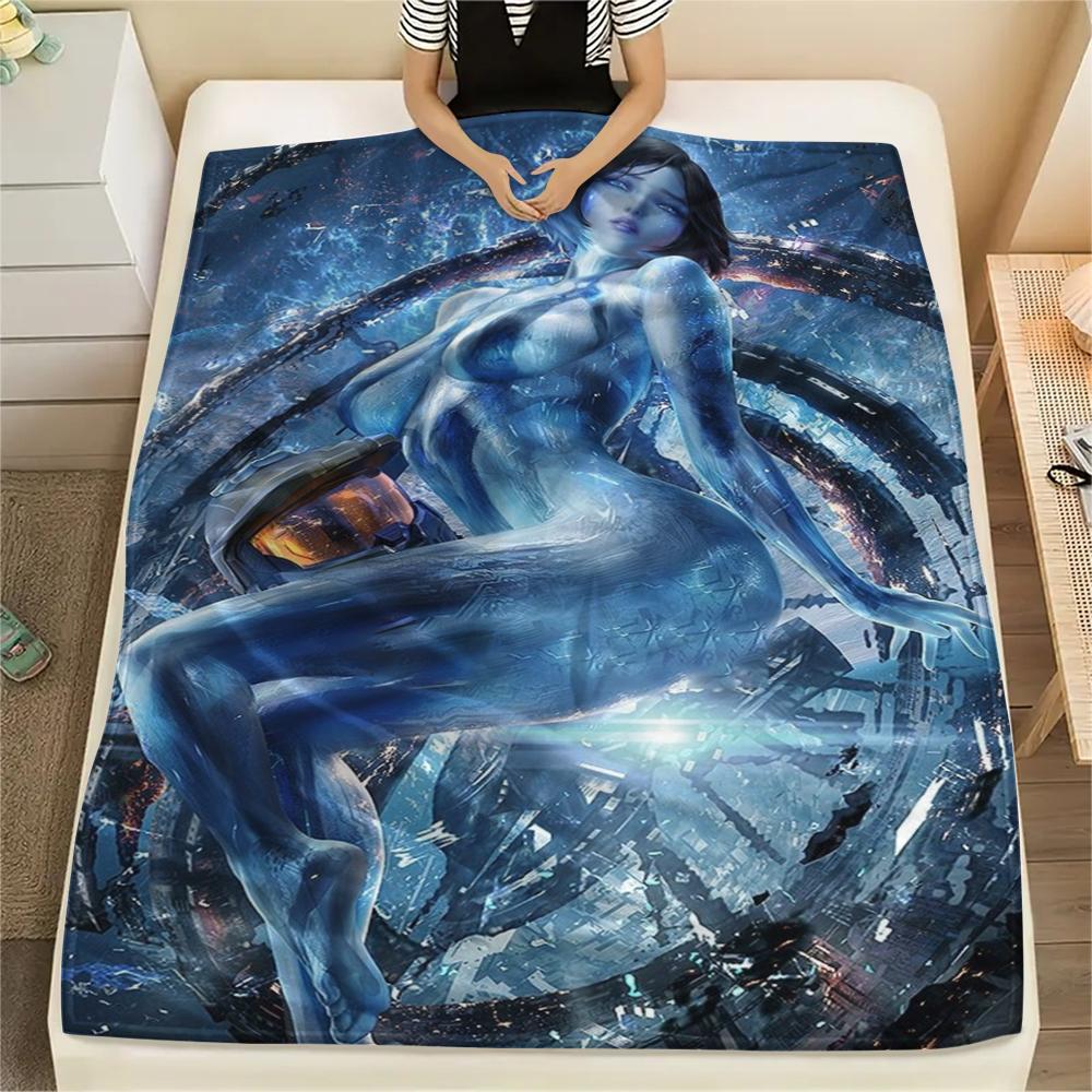 1Pc Halo Game Print Flannel Blanket, High Quality Comfortable for All Seasons, Home Decor, Warmth and Comfort, Perfect for Christmas Gifts 54