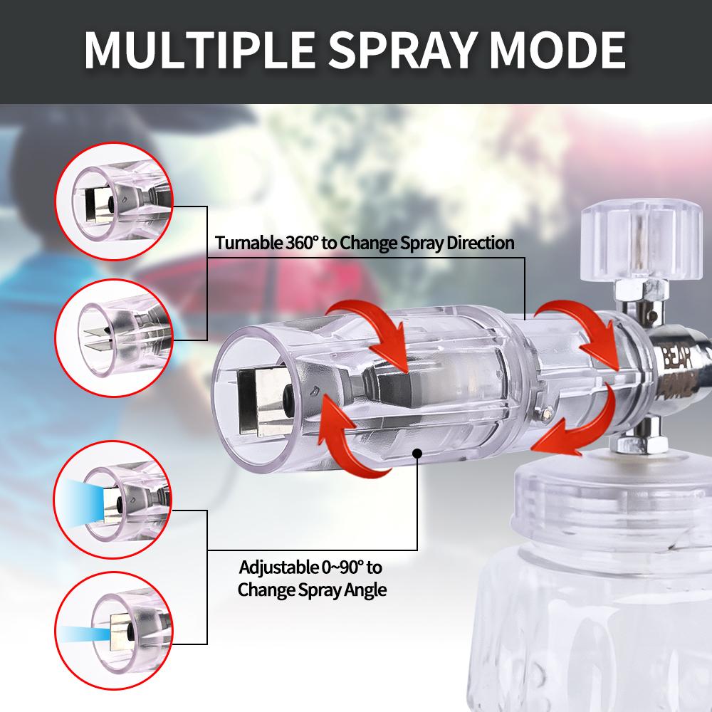 BEAR FORCE Transparent Pressure Washer Gun Kit for Car Cleaning with 1/4” Quick Plug Foam Cannon 1L & 5 Tips & Hose Connector