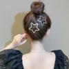 Metal Rhinestone Star BB Clip\ Geometric Hollow Hair Clip Bling Star Side Clip  Party