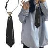 Student Pre Tied Neck Ties Preepy Look Heart Pin Metal Chain Dark Tie Cravat Vintage Neck Wear Accessories