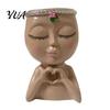 Artistic Sculpture Flower Pot Face Planter Pot, Cute Resin Head Vase for Succulents Flowers, Decorative Pots Unique Indoor Bedroom Desk Shelf