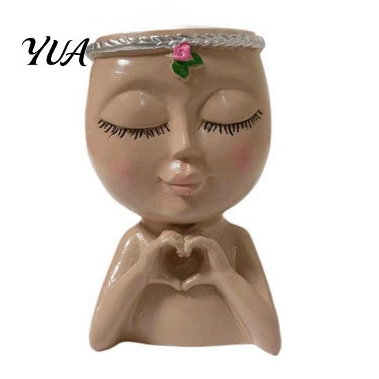 Artistic Sculpture Flower Pot Face Planter Pot, Cute Resin Head Vase for Succulents Flowers, Decorative Pots Unique Indoor Bedroom Desk Shelf
