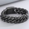 Vintage Schwarzes Cuban Link Kettenarmband für Herren 19 mm Breite Edelstahl Herrenarmband Modeschmuck-Accessoire für Männer