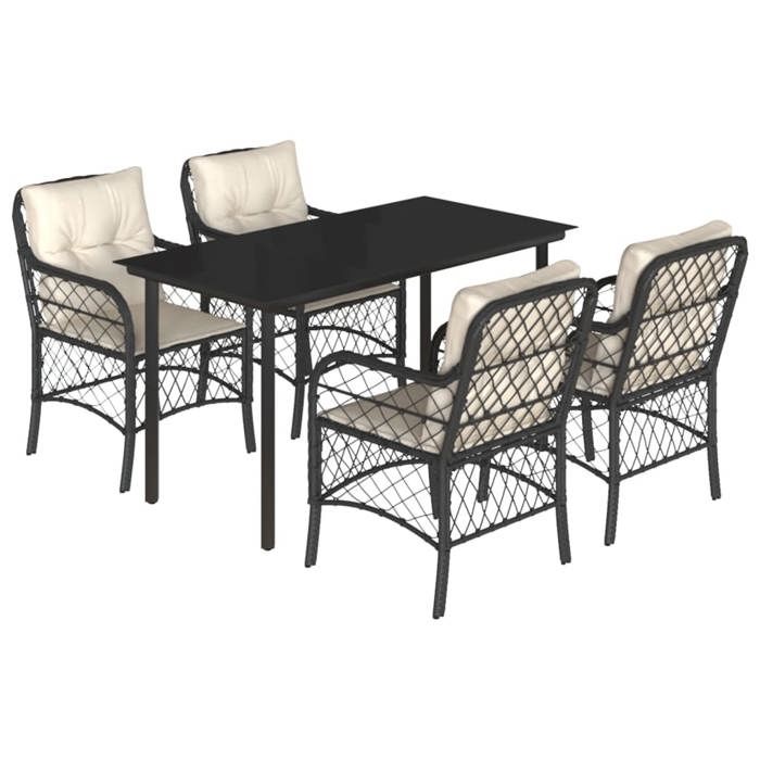 VidaXL Garden Dining Set with Cushions 5 Pcs, Patio Table and Chairs, Outdoor Furniture Terrace, Modern, 3212091