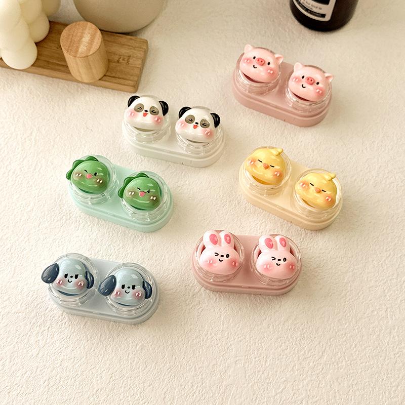 

Women Contact Lense Kit Holder Container Cute Cartoon Animal Shaped Contact Lens Case for Travel Party with Lenses Tweezers Gift