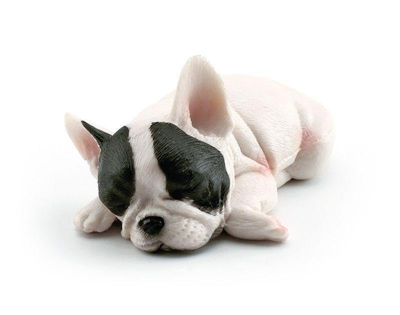

Sleeping French Bulldog Miniature Figure Interior Item [Nekogami-yama] (White & Black) - Figurine, Ornament, Model, Decor, Collector s