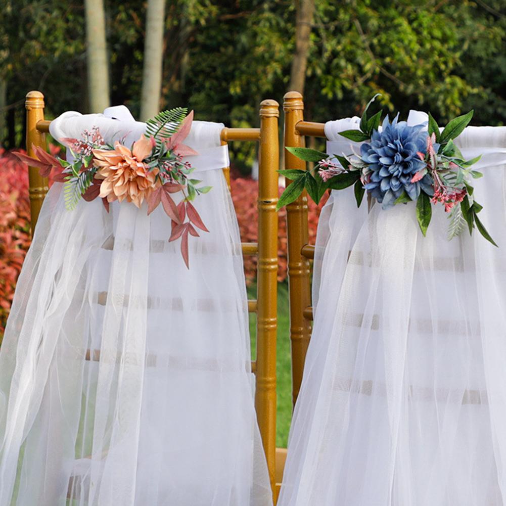 Wedding Chair Flower Decoration Artificial Flower Arrangement For Wedding Party Chair Back Banquet Chair Decoration