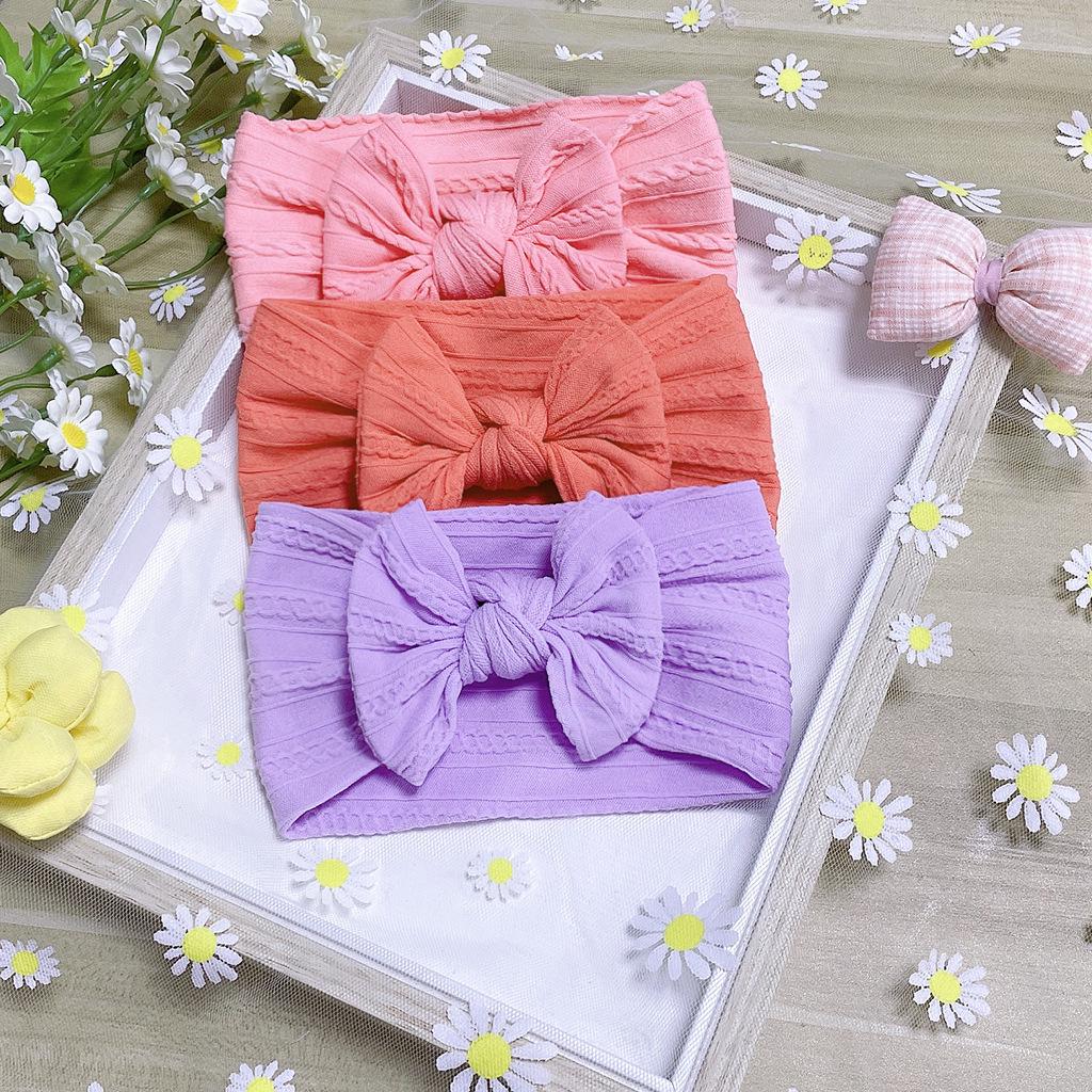 Soft Twisted Nylon Baby Headband with Wide Bow