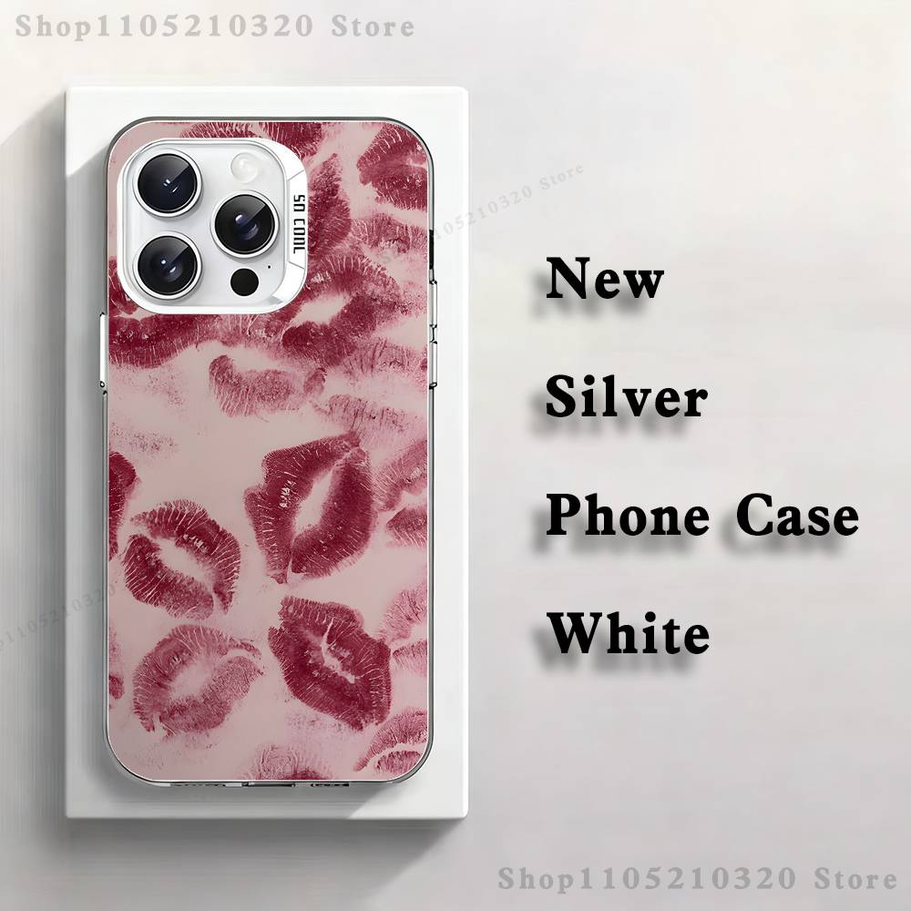 

Valentines Wine Red Lip Print Phone Case For iPhone 17,16,15,14,13,12,11,Pro,XS,Max,Plus,Mini,SE4,E white Matte Shockproof Cover iPhone16e