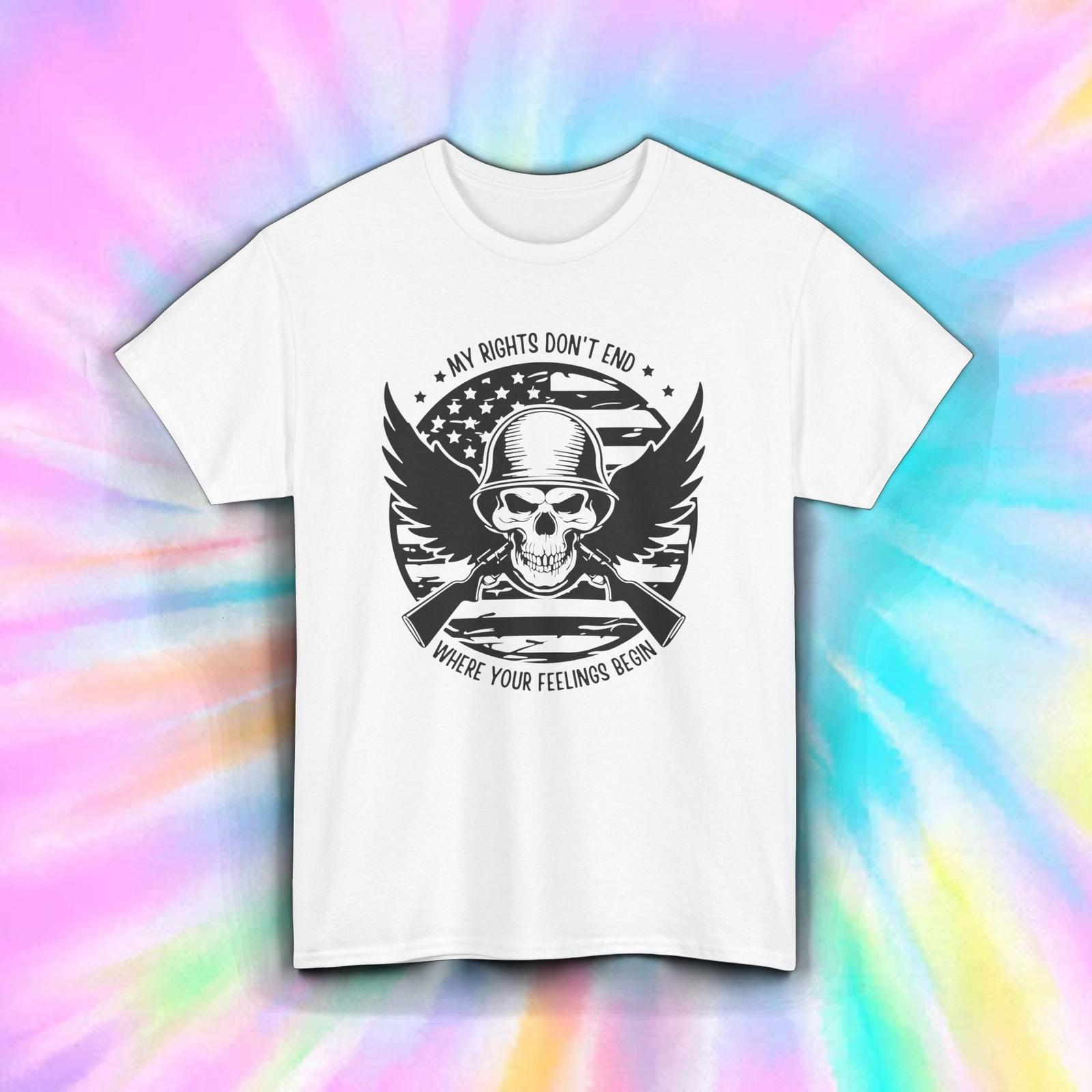 My Rights Don’t End Shirt Patriotic Skull Freedom Quote Military Tee S-5XL L