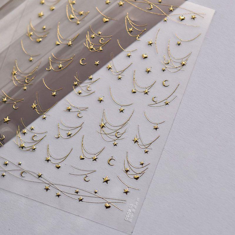

Gilding Silver XINGX Necklace French Nail Sticker Relief 3D 3D 5D Internet Celebrity Ins Nail Sticker Decoration New Bronzing Star Necklace 4050