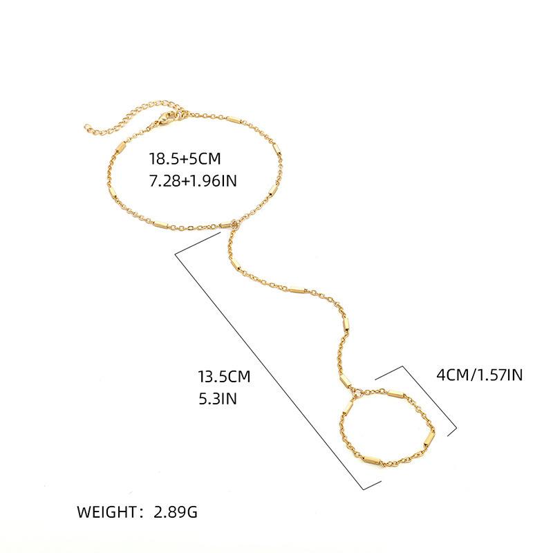 Beach Chain Ring Bracelet Integrated Chain Thin Chain Finger Bracelet Women's Accessories Jewelry