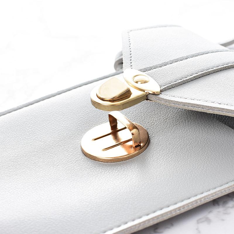 Ladies' Buckle Small Bag, Simple Vertical Style, Transparent, Touch Screen, One Shoulder Crossbody Student Phone Bag