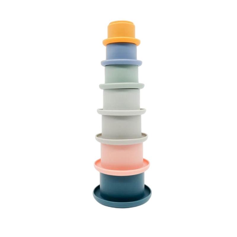 Hourglass Stacking Cup Water Playing Toys for Pools Bathtub Shower Interactive Toy for Baby 6M+ Early Learning 7Pieces
