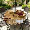 Outdoor Round Tablecloth With Umbrella Hole Patio Garden Deck Waterproof Oil Resistant Drop Cloth