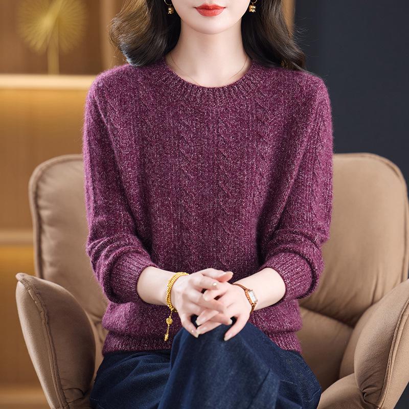 

Women s Wool Sweater: Velvet-Thickened, Age-Reducing Round Neck for Autumn/Winter 4XL (145-165 jin) красный