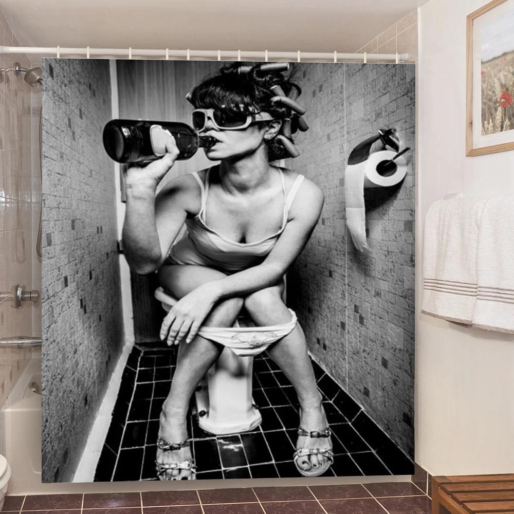 Skull Shower Curtain Waterproof Polyester Fabric Gothic Halloween Sexy Woman Love Print Shower Curtain Cortina De La Ducha