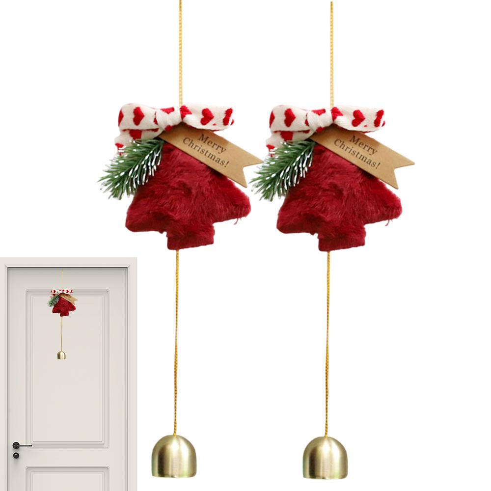 

Christmas Bells For Door 2 Pieces Winter Holiday Festive Ornaments Christmas Bell Wind Chimes For Indoor Home Bedroom Living