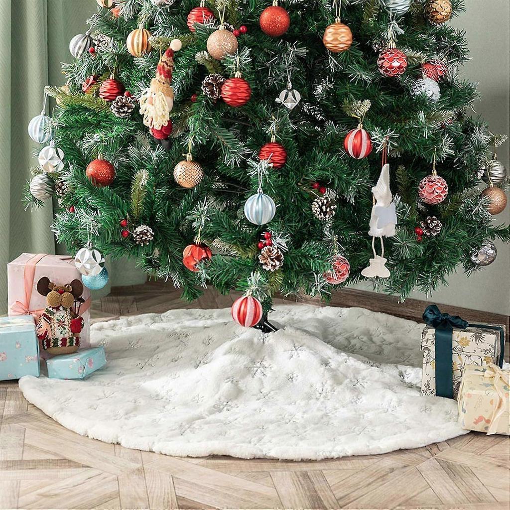 36-Zoll weißes Weihnachtsbaumkleid mit silbernen Schneeflocken