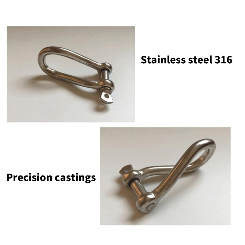 6mm Multipurpose Stainless Shackle Suitable for Chains Cables Camping Mountaineering Rigs Securing Cargo Equipments 2pcs