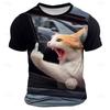 Men's Cat Funny T Shirt Short Sleeve T Shirt 3D Print Crew Neck Shirt Fashion Daily Street Daily Black Blue Gray Summer