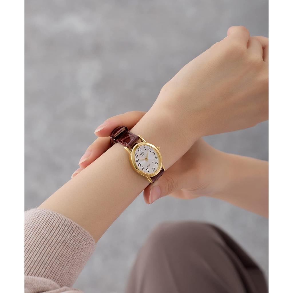 [Citizen Q&Q] VZ89-104 Women's Analog Watch, Water Resistant, Leather Strap, Gold