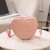 Fashionable Heart-Shaped Shoulder Bag Handbag Pu Leather Zipper Women'S Casual Wide Shoulder Strap Crossbody Bag