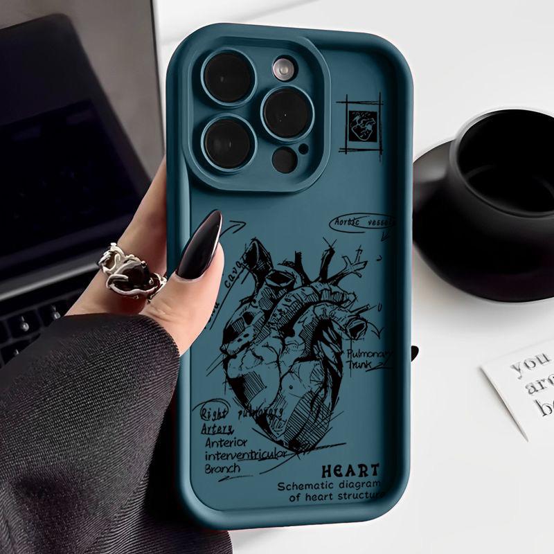 Heart Pattern Matte TPU Case Shell For iPhone 16 Pro Max 15 Pro 14 13 12 11 XS XR 8 7 Lens Protection Shockproof Soft Silicone Phone Cover