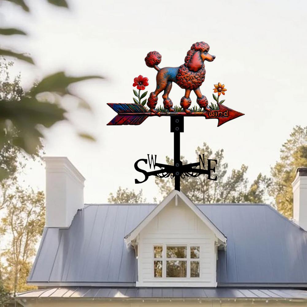 Metal Weather Vane Indicator Rustic Style Dog Wind Vane Rooftop Decoration for Shed Garden Yard Decor