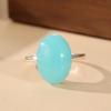 Minimalist CopperColor Inlaid Green Blue Stone Women's Ring Geometry Daily Wear Party Jewelry