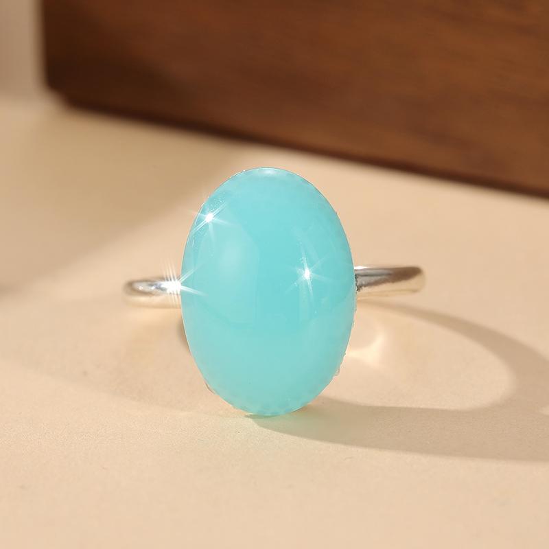 Minimalist CopperColor Inlaid Green Blue Stone Women's Ring Geometry Daily Wear Party Jewelry