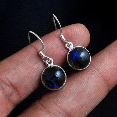 Orecchino da donna con gemma di labradorite in argento sterling 925 puro al 100% fatto a mano