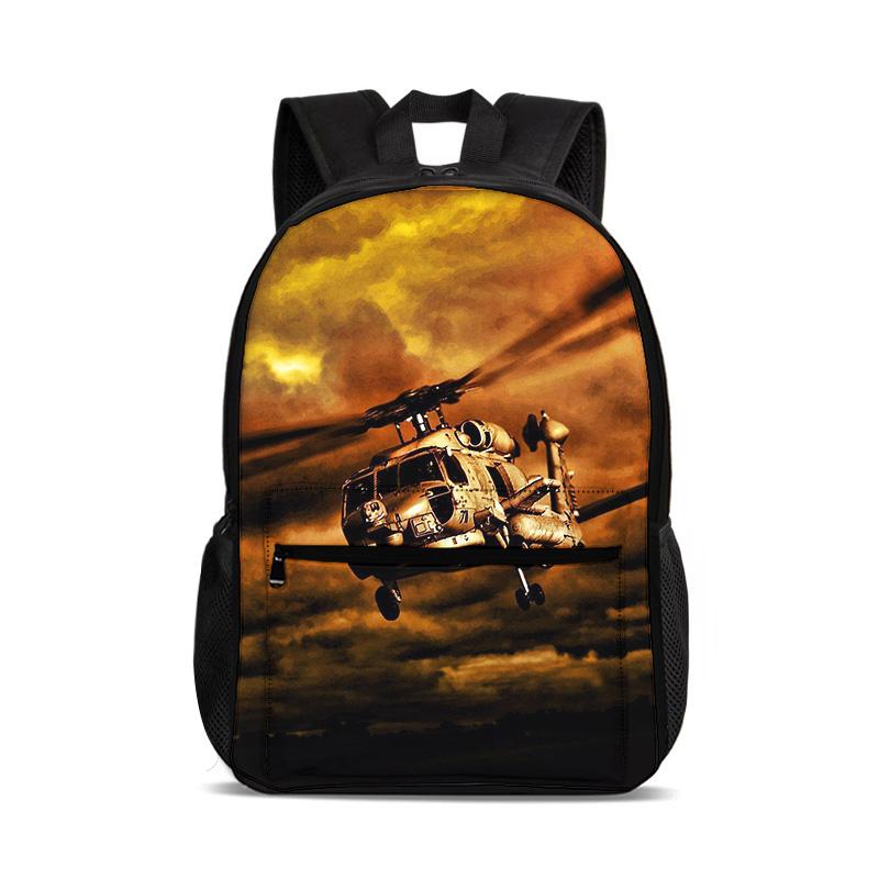 Helicopter Large Capacity Lightweight Backpack Computer Bag New Mechanical Printing Best Gift for Boys and Girls In School