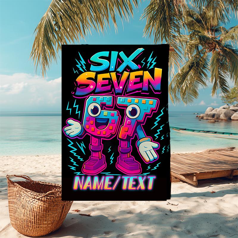 1PC Custom Name Futuristic Robot Beach Towel Highly Absorbent And Sand-Resistant Towel for Swimming, Pool, Yoga, And Travel Lightweight