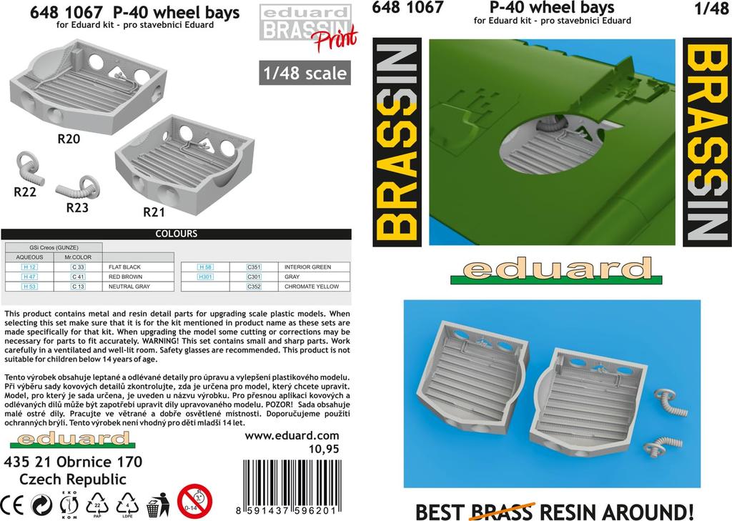 Eduard 1/48 Brassin P-40 Landing Gear Well (for Eduard) Plastic Model Kit Parts EDU6481067 (Airplane)