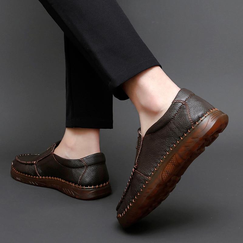 Модные мужские лоферы Повседневные кожаные слипоны Дышащая обувь Мужская Рабочая Офисная — фото 7