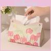 Tulip Paper Tissue Box Leather Waterproof Multiuse For Living Room Decor