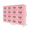 16-Compartment Drawer Storage Cabinet – Vintage Pink Solid Wood Desktop Organizer – 22 lbs Load Capacity