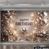 2D Happy Birthday Silber Glitzer Ballon Hintergrund Banner Party Foto Hintergrund