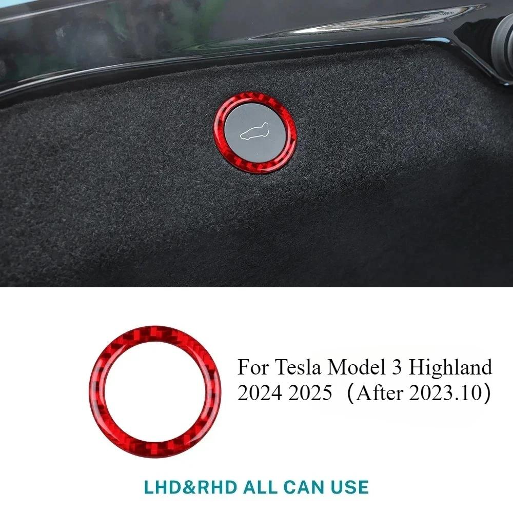 

For Tesla Model 3 Highland 2025 Car Trunk Switch Button Frame Cover Trim Sticker Real Soft Carbon Fiber Car Interior Accessories