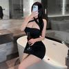 Sexy Underwear Sexy Neck Tight Hip Skirt Women's Nightclub Temptation Wrinkled Pajamas Couple Flirting Perspective Charm