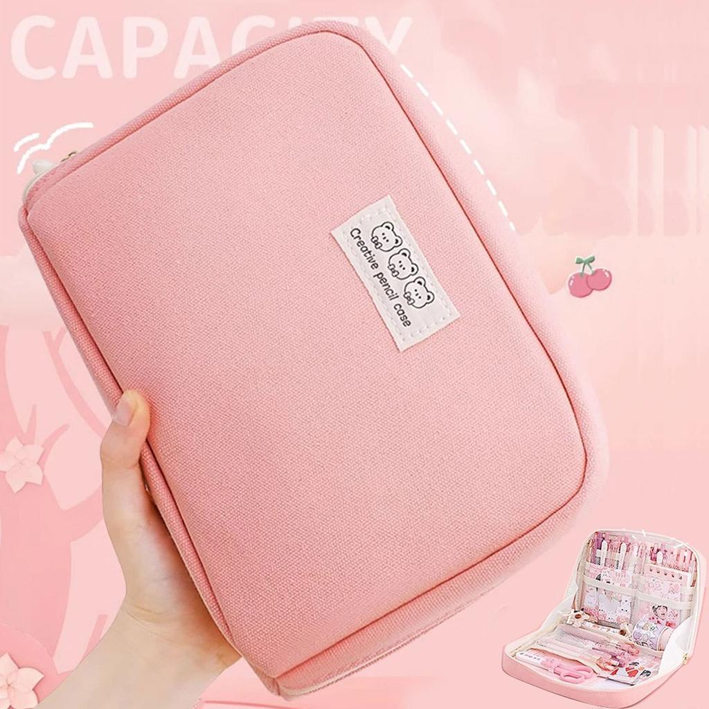 Velkokapacitní pouzdro na tužku Kawaii Kosmetická taštička Roztomilé plátěné pouzdro na pero organizér Korejský pro dívku Školní kancelářské potřeby Psací potřeby